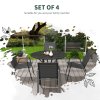 Outsunny Stackable Outdoor Chairs Set of 4, Rattan Garden Chairs with Armrests and Backrest for Deck, Grey