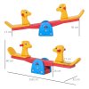HOMCOM Seesaw for Children, Teeter Totter with Easy-Grip Handles for 1-4 Years, Indoor Outdoor Playground Equipment with 2 Seats, Multicolour