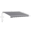 Outsunny 2.5m x 2m Retractable Awning, DIY Garden Awning Canopy, Anti-UV Sun Shade Shelter with Aluminium Frame and Crank Handle, Dark Grey