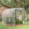 Outsunny 3 x 2 x 2m Polytunnel Greenhouse with Roll-up Door and Mesh Window, Walk-in Grow House Tent with Plastic Cover and Steel Frame, Clear