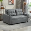 HOMCOM 2 Seater Sofa Bed, Convertible Pull Out Sofa Bed with Adjustable Backrest, Cup Holders and Pillows, Click Clack Settee for Living Room, Bedroom, Guest Room, Charcoal Grey