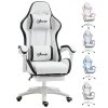 Vinsetto Computer Gaming Chair, PU Leather Office Desk Chair with Footrest, Swivel Wheels, 135?? Reclining Back, Lumbar Support, Headrest for Home, White and Black