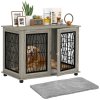 PawHut Dog Crate Furniture, Dog Cage with Soft Washable Cushion, Furniture-Style Pet Kennel Indoor House End Side Table for Small Medium Large Breeds, 100 x 60 x 73.5 cm, Grey