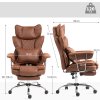 HOMCOM Executive Office Chair, Leathaire Reclining Computer Desk Chair with Lumbar Support Pillow, Built-in Headrest, High Back, Footrest, Silent Swivel Wheels, Armrest for Home, Dark Brown