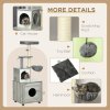 PawHut Cat Tower with Litter Box Enclosure, Cat Tree for Indoor Cats with Cat House, Scratching Post, Hammock, Grey