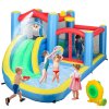 AIYAPLAY Bouncy Castle, Inflatable Bounce House with 550W Blower, Basketball Hoop, Long Slide, Dart Board, Carrying Bag, for Party, Park, Ages 3-8, 385 x 290 x 180 cm
