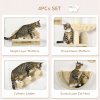 PawHut 4PCs Wall Mounted Cat Tree Cat Wall Shelves Furniture Climbing Shelf Set Kitten Activity Centre w/ Hammock, Scratching Post - Beige