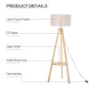 HOMCOM Tripod Floor Lamp, Freestanding Bedside Light Reading Light with Storage Shelf and Linen Shade for Living Room Bedroom, 154cm, Cream