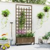 Outsunny Wooden Trellis Planter, Raised Beds for Garden with Wheels and Drainage Holes, Privacy Screen Planter Box to Grow Vegetables, Herbs and Flowers for Garden, Patio, Deck, Brown