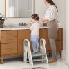 AIYAPLAY Kids Step Stool, Foldable Toddler Kitchen Stool, Adjustable Standing Tower with Handle, Non-Slip for Bathroom, Sink, Kitchen, Counter, Toilet Potty Training, Grey