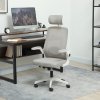 HOMCOM Executive Office Chair, Ergonomic Mesh High Back Desk Chair with Flip-up Armrest, Adjustable Lumbar Support, Rotatable Headrest, Grey