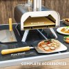 Outsunny Outdoor Pizza Oven, Portable Wood Pellet Pizza Oven with Pizza Stone and Peel, Foldable Legs, Chimney, 12 Inch Wood Fired Pizza Maker for Outdoor Cooking, Stainless Steel