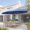 Outsunny 4.6m Large Garden Parasol Double-Sided Sun Umbrella Patio Market Canopy Shade Outdoor Blue - NO BASE