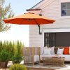 Outsunny 3 M Wall Mounted Garden Parasol Umbrella with Rotate, Outdoor Market Umbrella Sun Shade Canopy with 8 Ribs, Orange