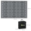Outsunny Reversible Outdoor Rug with Carry Bag, Waterproof Plastic Straw Mat for Garden, Deck, RV, Picnic, Beach, Camping, 182 x 274cm, Black and Grey