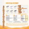 PawHut 242cm Floor to Ceiling Cat Tree for Indoor Cats with Leaves, Height Adjustable Cat Climbing Tower with Scratching Post, Anti-Slip Kit - Orange