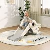 AIYAPLAY Kids Slide with Basketball Hoop, 3-in-1 Toddler Slide with Climber for Indoor, Foldable Freestanding Slide for Toddlers, Ages 2-5 Years, Cream White