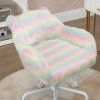 Vinsetto Fluffy Desk Chair with Arms, Faux Fur Home Office Chair, Unicorn Swivel Chair with Adjustable Height and Wheels, Colourful