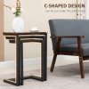 HOMCOM Nesting Side Tables Set of 3, C-Shaped Sofa Side Tables with Steel Frame for Sofa Couch and Bed, Rustic Brown
