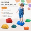 AIYAPLAY Balance Stepping Stones for Kids, 6-Piece River Stones with Non-slip Bottom, Indoor Outdoor Sensory Obstacle Course for Ages 3-8 Years, Multicoloured