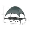 PawHut Raised Dog Bed Waterproof Elevated Pet Cot with Breathable Mesh UV Protection Canopy Grey, for XL Dogs, 122 x 92 x 108cm