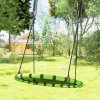 AIYAPLAY Kids Nest Swing Seat, Hanging Set with Height Adjustable Ropes for Kids, 100cm Diameter Round Saucer Swing Chair for Outdoor, Garden, Black/Green