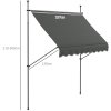 Outsunny 2.5 x 1.2m Free Standing Retractable Awning, Non-Screw Patio Sun Shade Shelter with Support Pole Stand and UV Resistant Fabric, for Window, Door, Porch, Deck, Dark Grey