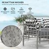 Outsunny 4 Piece Rattan Garden Furniture Set, Garden Sofa Set with 5-Level Adjustable Armchairs, Loveseat, Coffee Table and Cushions, Wicker Outdoor Conservatory Furniture for Patio Balcony, Grey