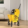 HOMCOM Mop Bucket with Wringer Set on Wheels for Floor Cleaning, 26 Litre Down Press Wringer with Handle and Mop, Yellow