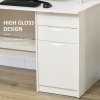 HOMCOM Computer Desk with Drawers, High Gloss Home Office Desk with Storage Cabinet, Study Workstation, 120 x 60cm