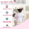 ZONEKIZ Kids Dressing Table Kids Vanity Table Girls Dressing Table with Mirror and Stool, Drawer, Storage Boxes, Unicorn Design, for Toddles Ages 3-6 Years - White and Pink