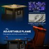 Outsunny Propane Gas Fire Pit Table, 50000 BTU Smokeless Firepit Outdoor Patio Heater with Waterproof Cover, Glass Beads and Lid, 71 x 71 x 66.5cm, Dark Grey