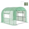 Outsunny 3 x 3 x 2m Polytunnel Greenhouse with Doors and Mesh Windows, Walk-in Grow House Tent with UV-resistant PE Cover and Steel Frame, Green