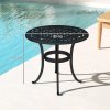 Outsunny 60cm Round Garden Table, Outdoor Hollow Top Design Side Table with Cast Aluminium Frame for Patio, Garden, Balcony, Black
