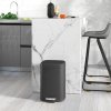 HOMCOM 12 Litre Pedal Bin, Fingerprint Proof Kitchen Rubbish Bin with Soft-close Lid, Foot Pedal and Removable Inner Bucket for Recycling and Waste