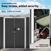 Outsunny 9ft x 4ft Metal Garden Shed, Outdoor Tool House with Foundation Kit, Ventilations and Double Doors, Dark Grey