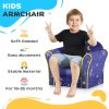 AIYAPLAY Kids Sofa Chair, Toddler Armchair with Planet and Dinosaur Design, Wooden Frame, Upholstered Toddler Chair for Bedroom, Playroom, Kids Room - Blue