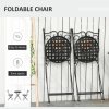 Outsunny 3 Pieces Garden Furniture Set, Bistro Set with 1 Ceramic Tile Round Table and 2 Foldable Chairs for Outdoor, Indoor, Patio, Balcony, Black