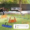 PawHut Dog Agility Equipment, 7-Piece Pet Agility Training Set with Weave Poles, Jump Ring, Hurdle, Pause Box, Bag, Obstacle Training Course Kit, Orange