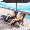 Outsunny Zero Gravity Chairs Set of 2, Folding Reclining Garden Chair, Outdoor Sun Lounger with Cushion, Garden Recliner Chairs with Headrest and Cup Phone Holder Tray for Beach, Black