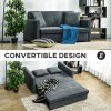 HOMCOM 2 Seater Sofa Bed, Convertible Bed Settee, Modern Cotton Loveseat Sofa Couch with 2 Cushions, Hidden Storage for Living Room, Guest Room, Dark Grey