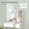 HOMCOM Dressing Table with Mirror, Modern Vanity Desk with Drawer and 3 Open Shelves, Makeup Desk for Bedroom, White