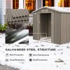 Outsunny 7 x 4ft Metal Garden Shed, Outdoor Storage Tool House with Ventilation Slots, Foundation Kit and Lockable Double Doors, Light Brown