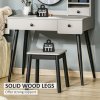 HOMCOM Dressing Table Set with Mirror and Stool, Vanity Makeup Table with 3 Drawers and Open Shelves for Bedroom, Living Room, Grey