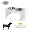 PawHut Raised Dog Bowl Feeding Bowls with Stand for Extra Small and Small Dogs Elevated Pet Bowls Water Food Feeder 44L x 24W x 15H cm - White
