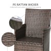 Outsunny 2 Pieces Outdoor PE Rattan Dining Chairs Set with Cushion, Garden Armchair with Armrests, High Backrest, Metal Frame Patio Wicker Furniture, Mixed Brown