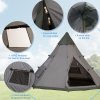 Outsunny 6 Men Tipi Tent, Camping Tent with Mesh Windows, Sewn-in Floor, Two Doors and Carry Bag, Easy Set Up, for Hiking Picnics Outdoor Night, Grey