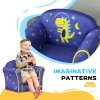 AIYAPLAY Kids Sofa Chair, Toddler Armchair with Planet and Dinosaur Design, Wooden Frame, Upholstered Toddler Chair for Bedroom, Playroom, Kids Room - Blue
