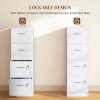 HOMCOM File Cabinet with 4 Drawers for Home Office, Vertical Filing Cabinet with Lock, Adjustable Hanging Bar for A4 and Letter Size, Ash Wood-Effect