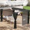 Outsunny 3 x 4 m Pergola with Retractable Roof Canopy and Netting Sidewalls, Aluminium Frame Garden Gazebo Outdoor Sun Shade Shelter for Grill, Patio, Deck, Dark Grey